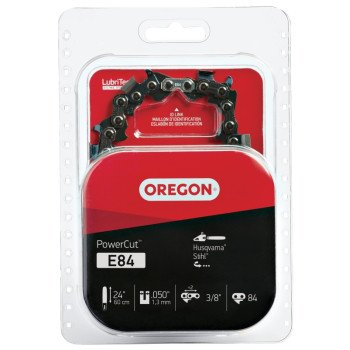 Oregon PowerCut E84 Chainsaw Chain, 24 in L Bar, 0.05 Gauge, 3/8 in TPI/Pitch, 84-Link