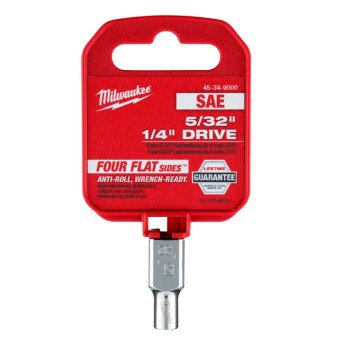 Milwaukee 45-34-9000 Socket, 5/32 in Socket, 1/4 in Drive, 6-Point, Chrome Vanadium Steel, Chrome