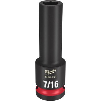 Milwaukee SHOCKWAVE Impact Duty Series 49-66-6221 Deep Impact Socket, 7/16 in Socket, 1/2 in Drive, Square Drive