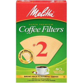 Melitta 612412 #2 Coffee Filter, Cone, Paper, Natural Brown