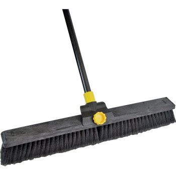 Quickie 00633 Push Broom, 24 in Sweep Face, Polypropylene Bristle, Steel Handle