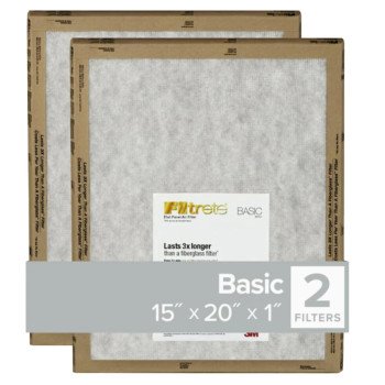 Filtrete FPL06-2PK-24 Air Filter, 20 in L, 15 in W, 2 MERV, For: Air Conditioner, Furnace and HVAC System