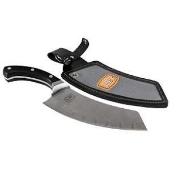 Oklahoma Joe's 6326379R06 Cleaver and Chef's Knife, Carbon Steel Blade, Black/Silver Handle, Full-Tang, Riveted Blade