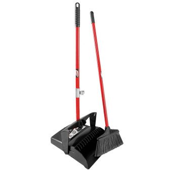 Libman 919 Lobby Broom and Dust Pan, 10 in Sweep Face, 4-1/2 in L Trim, PET Bristle, 40-1/2 in L, Steel