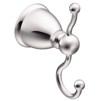 Moen Caldwell Series Y3103CH Robe Hook, 2-Hook, Zinc, Chrome, Wall Mounting