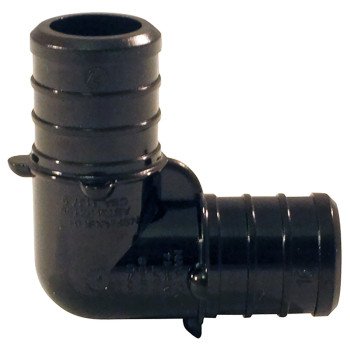 Apollo PXPAE115PK Pipe Elbow, 1 in, Barb, 90 deg Angle, Plastic, Black, 200 psi Pressure