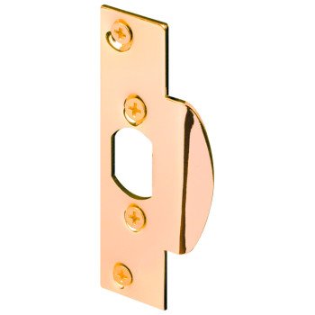 Defender Security U 9422 Door Strike Plate, 4-1/4 in L, 1-1/8 in W, Steel, Brass