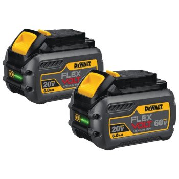 DEWALT DCB606-2 Rechargeable Battery Pack, 20/60 V Battery, 6 Ah