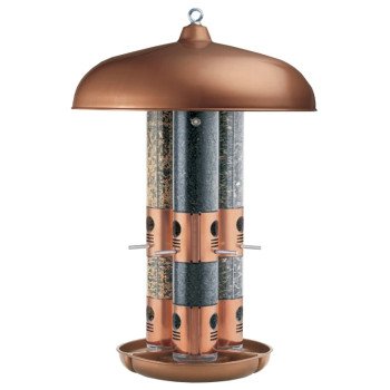 Perky-Pet 7103-2 Triple Tube Bird Feeder, 24.6 in H, 10 lb, Copper, Hanging/Pole Mounting