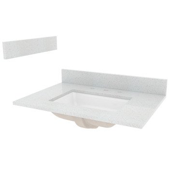 Craft + Main STE31228SWR Vanity Top, 31 in OAL, 22 in OAW, Stone/Vitreous China, Silver Crystal White, Undermount Sink