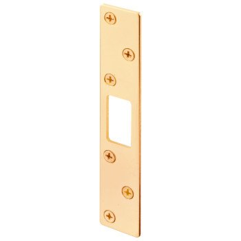 Defender Security U 9535 Deadbolt Strike Plate, 5-7/8 in L, 1-1/8 in W, Steel, Brass