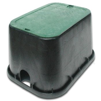 NDS 113BC Valve Box with Overlapping ICV Cover, 21 in L, 12 in H, 2-3/4 x 2-1/2 in Pipe Slots, Polyolefin