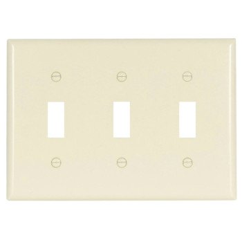 Eaton Wiring Devices 2141LA-BOX Wallplate, 4-1/2 in L, 3-3/8 in W, 3 -Gang, Thermoset, Light Almond, High-Gloss