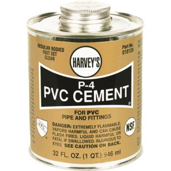 Harvey 18130-12 Solvent Cement, 32 oz Can, Liquid, Clear