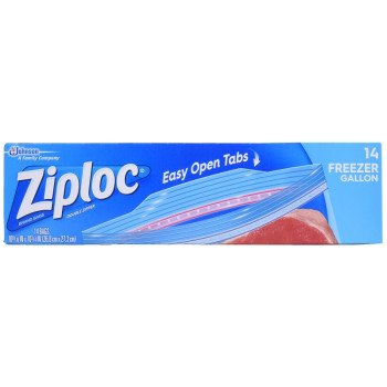 Ziploc 00389 Freezer Bag, Zipper Closure, 10-9/6 in W, 10-3/4 in L, 1 gal Capacity