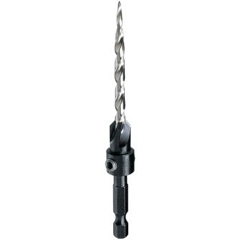 DEWALT DW2567 Drill Bit, 9/64 in Dia, 3 in OAL, Countersink, Spiral Flute, 4-Flute, 1/4 in Dia Shank, Hex Shank