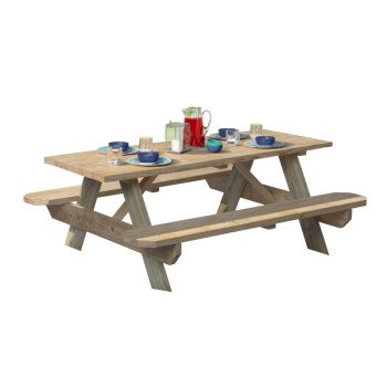 UFP 106116 Picnic Table, 27-1/2 in W, 6 ft H, Pine Table, Southern Yellow Table