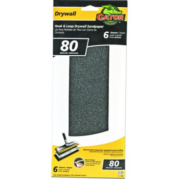 Gator 7156 Sandpaper, 10-1/2 in L, 4-1/2 in W, 80 Grit, Medium, Silicone Carbide Abrasive