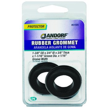 Jandorf 61505 Grommet, Rubber, Black, 3/8 in Thick Panel