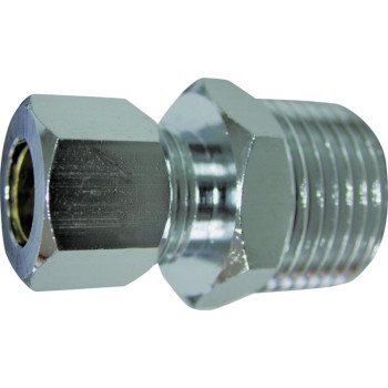 ProSource PMB-260LFB Water Supply Connector, 1/2 x 3/8 in, MIP x Compression, Brass, Chrome