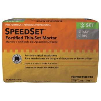 Custom SpeedSet Series SDS25 Thin-Set Mortar, Gray, Powder, 25 lb, Bag