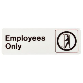 Hy-Ko D-2 Graphic Sign, Rectangular, Employees Only, Dark Brown Legend, White Background, Plastic