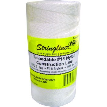 Stringliner Pro Series 35703 Construction Line, #18 Dia, 1080 ft L, 165 lb Working Load, Nylon, White