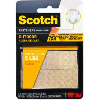 Scotch RF5730 Fastener, 1 in W, 3 in L, Clear, 5 lb, Acrylic Adhesive