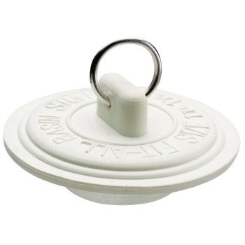 Plumb Pak Duo Fit Series PP22006 Drain Stopper, Rubber, White, For: 1-5/8 to 1-3/4 in Sink