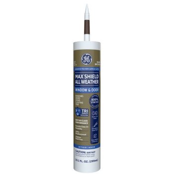 GE MAWD410DB Max Shield Sealant, Dark Brown, 24 hr Curing, 40 to 100 deg F, 10.1 oz Cartridge