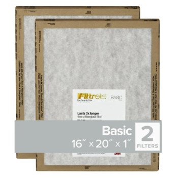 Filtrete FPL00-2PK-24 Air Filter, 20 in L, 16 in W, 2 MERV, For: Air Conditioner, Furnace and HVAC System