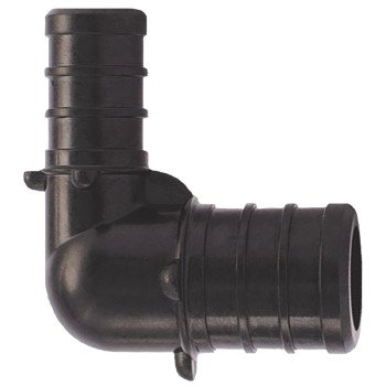 Apollo PXPAE12345PK Pipe Elbow, 1/2 x 3/4 in, Barb, 90 deg Angle, Plastic, Black, 200 psi Pressure