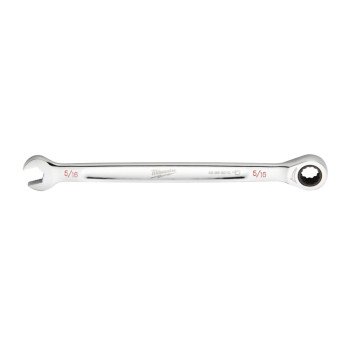 Milwaukee 45-96-9210 Ratcheting Combination Wrench, SAE, 5/16 in Head, 5-3/4 in L, 12-Point, Steel, Chrome