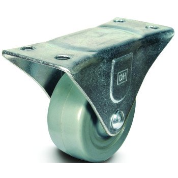 Dh Casters C-GD20MRR Rigid Caster, 2 in Dia Wheel, 15/16 in W Wheel, Rubber Wheel, Gray, 125 lb