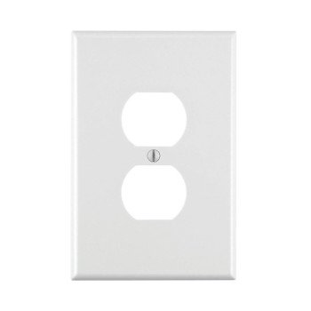 Leviton 80503-W Receptacle Wallplate, 4-7/8 in L, 3-1/8 in W, Midway, 1 -Gang, Plastic, White, Surface Mounting