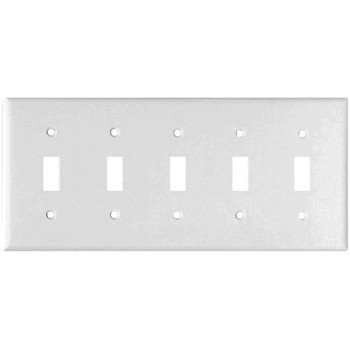 Eaton Wiring Devices 2155W-BOX Wallplate, 4-1/2 in L, 10 in W, 5 -Gang, Thermoset, White