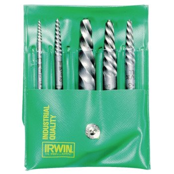 Irwin 53535 Screw Extractor Set, 5-Piece, Steel, Specifications: Spiral Flute