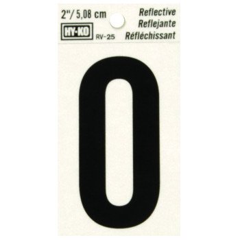 Hy-Ko RV-25/O Reflective Letter, Character: O, 2 in H Character, Black Character, Silver Background, Vinyl