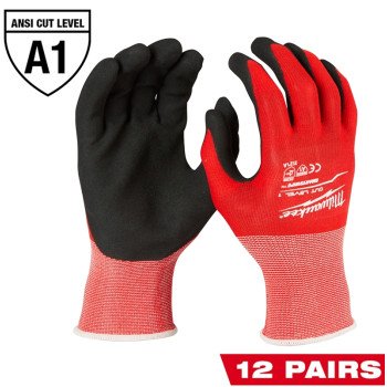 Milwaukee 48-22-8902B Dipped Work Gloves, Unisex, L, Elastic Knit Cuff, Nitrile Coating, Lycra/Nylon Glove, Black/Red