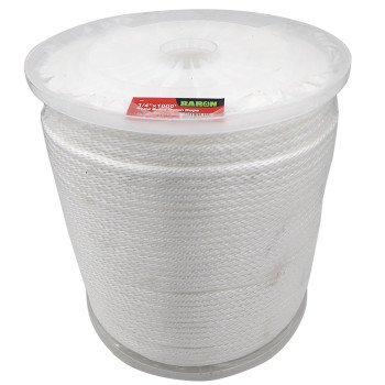 Baron 54802 Rope, 1/4 in Dia, 1000 ft L, 133 lb Working Load, Nylon/Poly, White