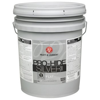 Pratt & Lambert Pro-Hide Silver 5000 Series 0000Z5351-20 Interior Paint, Flat Sheen, Dover White, 5 gal