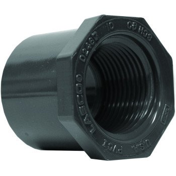 Lasco 838131BC Reducing Bushing, 1 x 3/4 in, Spigot x FIP, PVC, SCH 80 Schedule