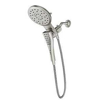 Moen Verso Series 220C2SRN Spray Head with Handshower, Brushed Nickel, Round, 1/2 in Connection, IPS, 2.5 gpm, Plastic