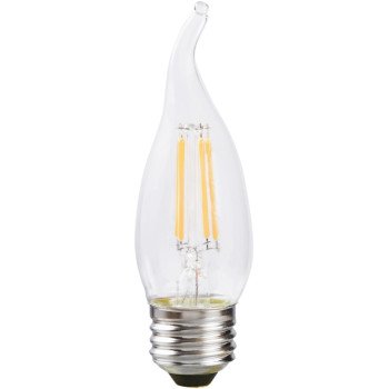 Sylvania 40756 Natural LED Bulb, Decorative, B10 Bent Tip Lamp, 40 W Equivalent, E26 Lamp Base, Dimmable, Clear