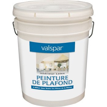 Valspar 1426 Series 1426-5GAL Interior Paint, Flat Sheen, Ceiling White, 5 gal, Pail, 400 sq-ft Coverage Area