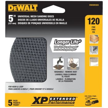 DEWALT DWAM4303 Sanding Disc, 5 in Dia, 120 Grit, Fine, Silicone Carbide Abrasive