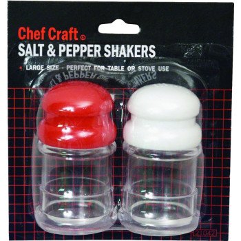 Chef Craft 21042 Salt and Pepper Shaker, Plastic, Clear/Red/White