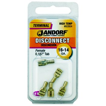 Jandorf 60864 Disconnect Terminal, 16 to 14 AWG Wire, 5/PK