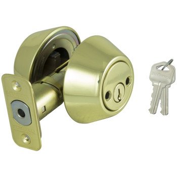 ProSource D272-RU5V Deadbolt, 3 Grade, Polished Brass, 2-3/8 to 2-3/4 in Backset, KW1 Keyway