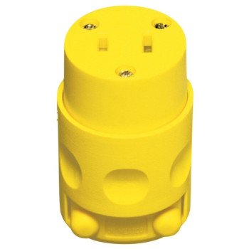 Leviton 000-115CV-000 Cord Connector, 2 -Pole, 15 A, 125 V, NEMA: NEMA 1-15, Yellow